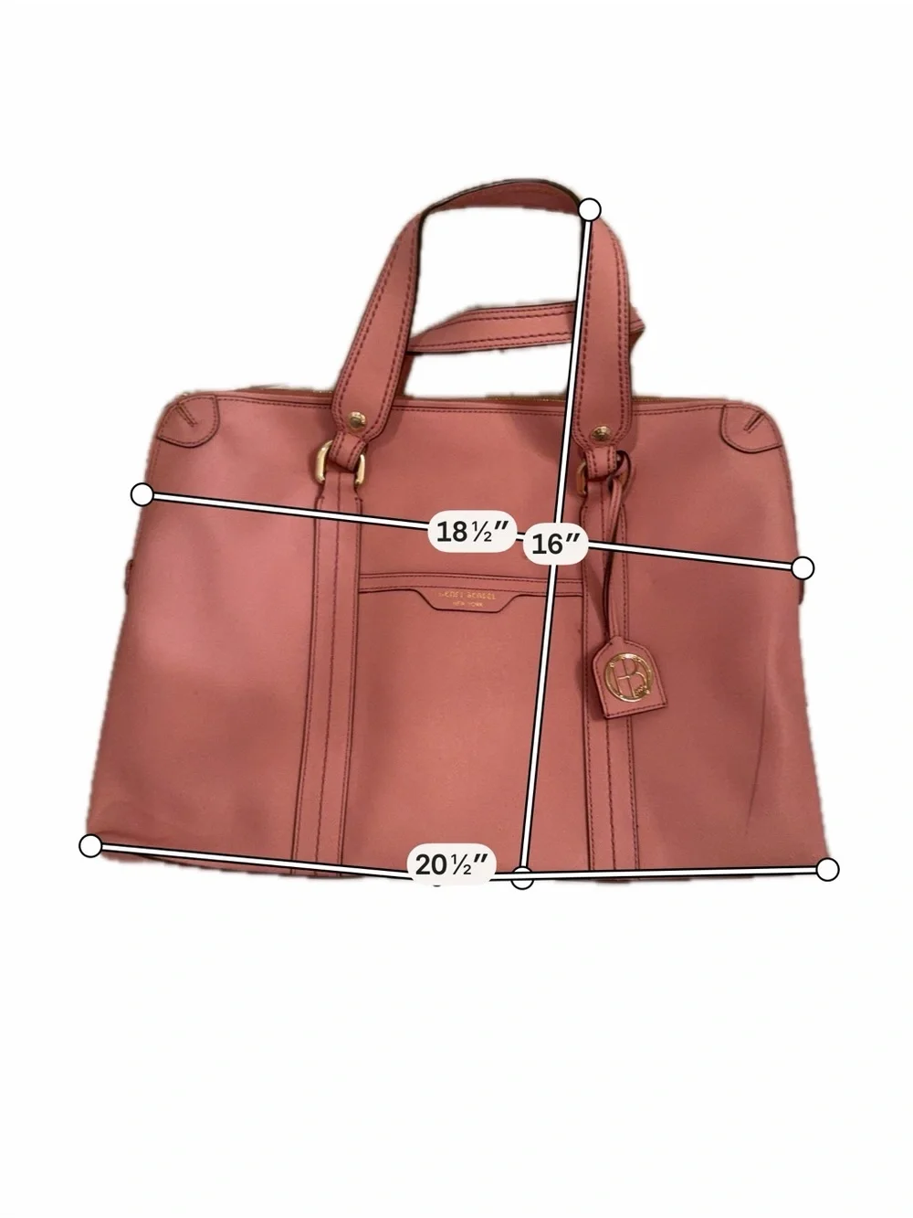 Henri Bendel New York Large Blush Pink Saffiano Laptop Tote Bag